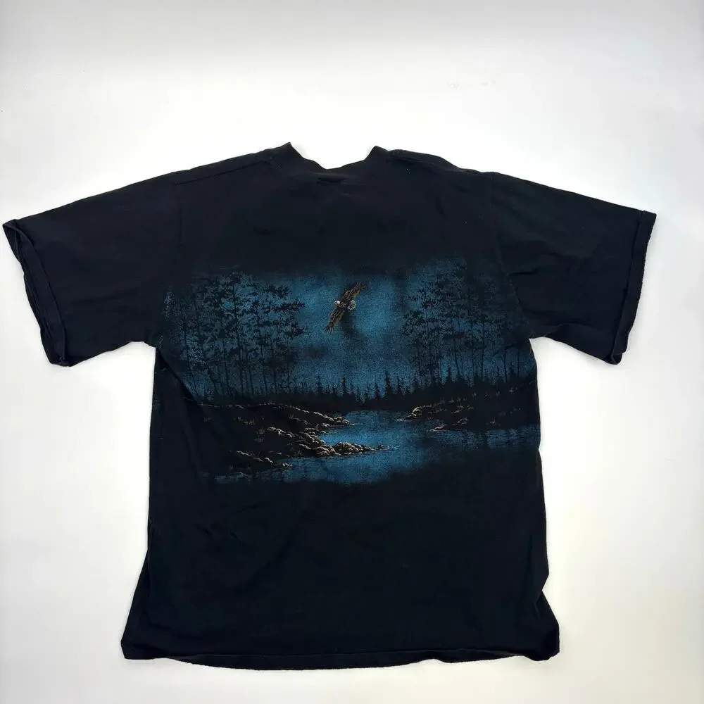 Vintage 90s Art Unlimited Henley T Shirt XXL 2XL Bald Eagle Nature 1992 - Picture 2 of 9